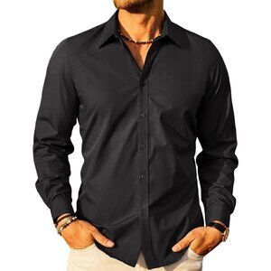 Men's Dress Shirts Long Sleeves Buttons Down Basic Business Shirts